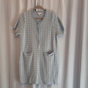 Elegant Blue Tweed Dress